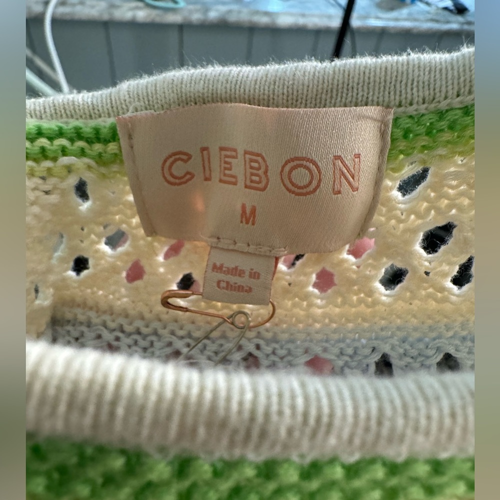 NWOT Ciebon Sahara Crochet Midi Sweater Dress - Green Multi - M - Picture 10 of 11